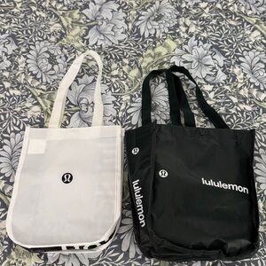 Holiday 2025 Lululemon Forest Green White Logo Totes (Bundle of 2) Reusable Bags